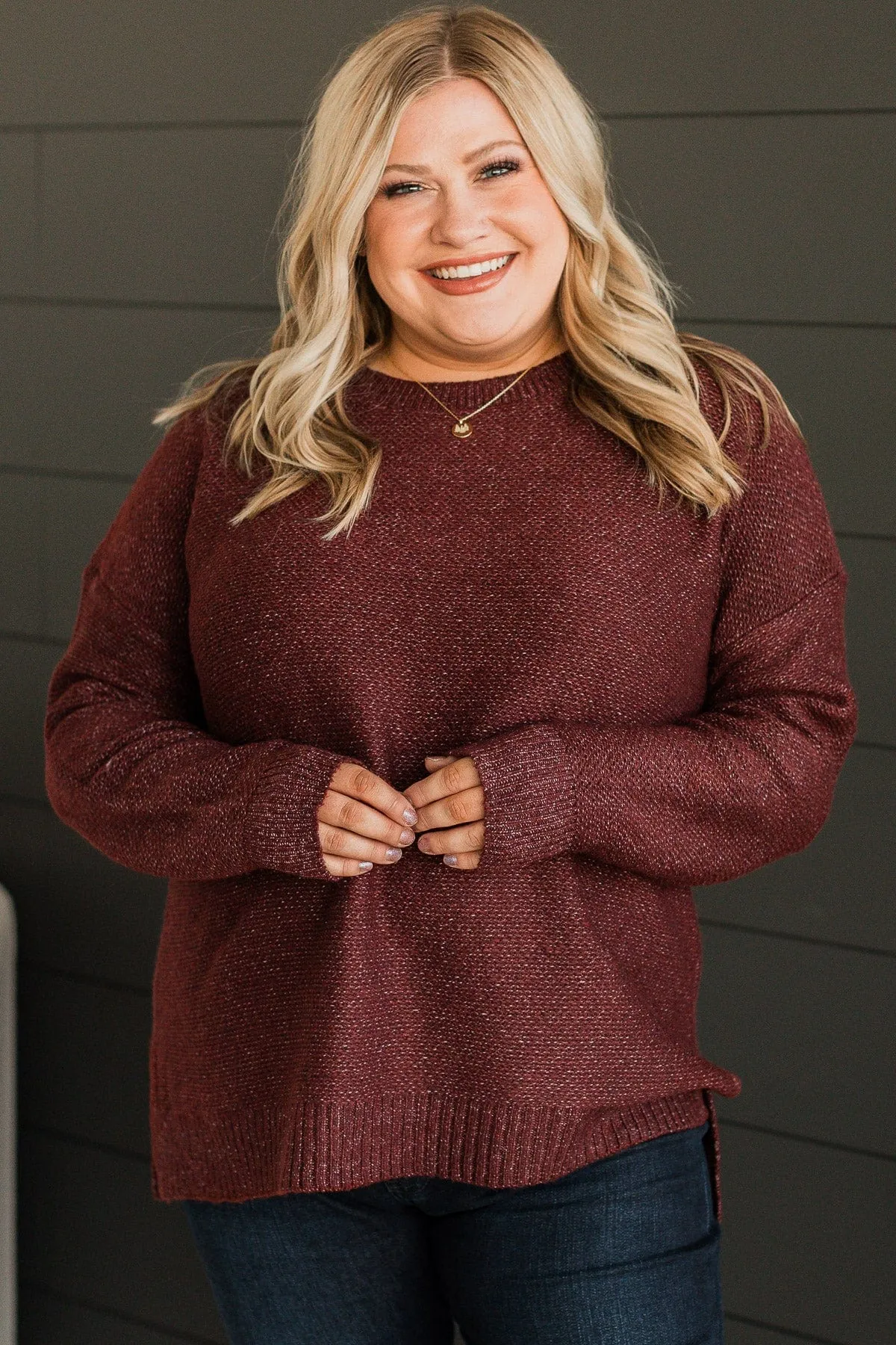 Hello Darling Knit Sweater- Dark Burgundy