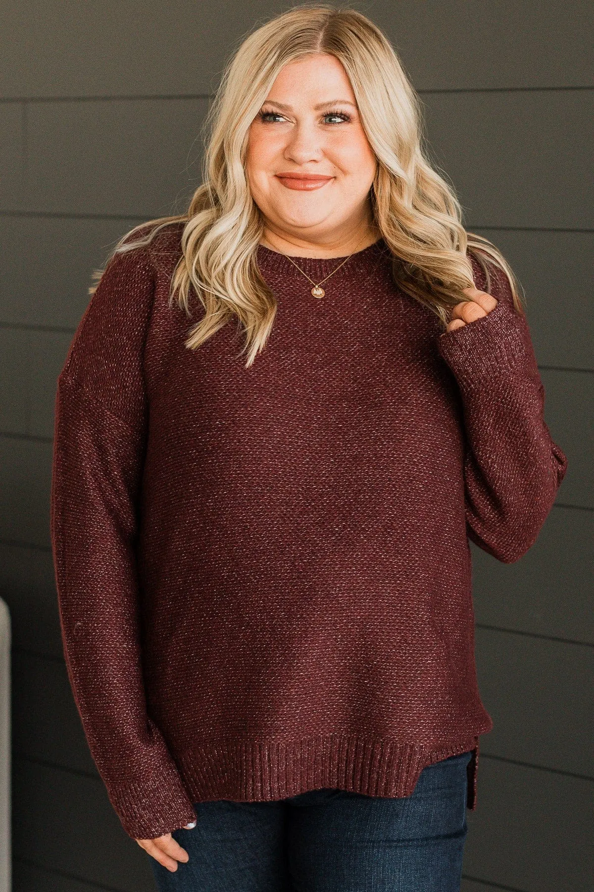 Hello Darling Knit Sweater- Dark Burgundy