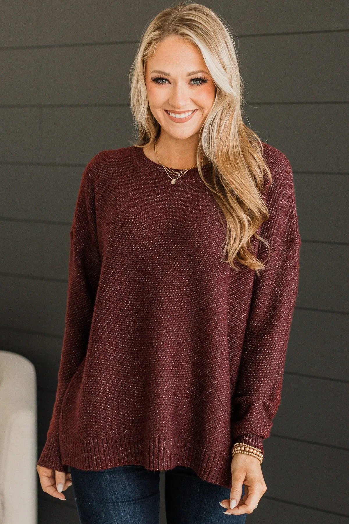 Hello Darling Knit Sweater- Dark Burgundy