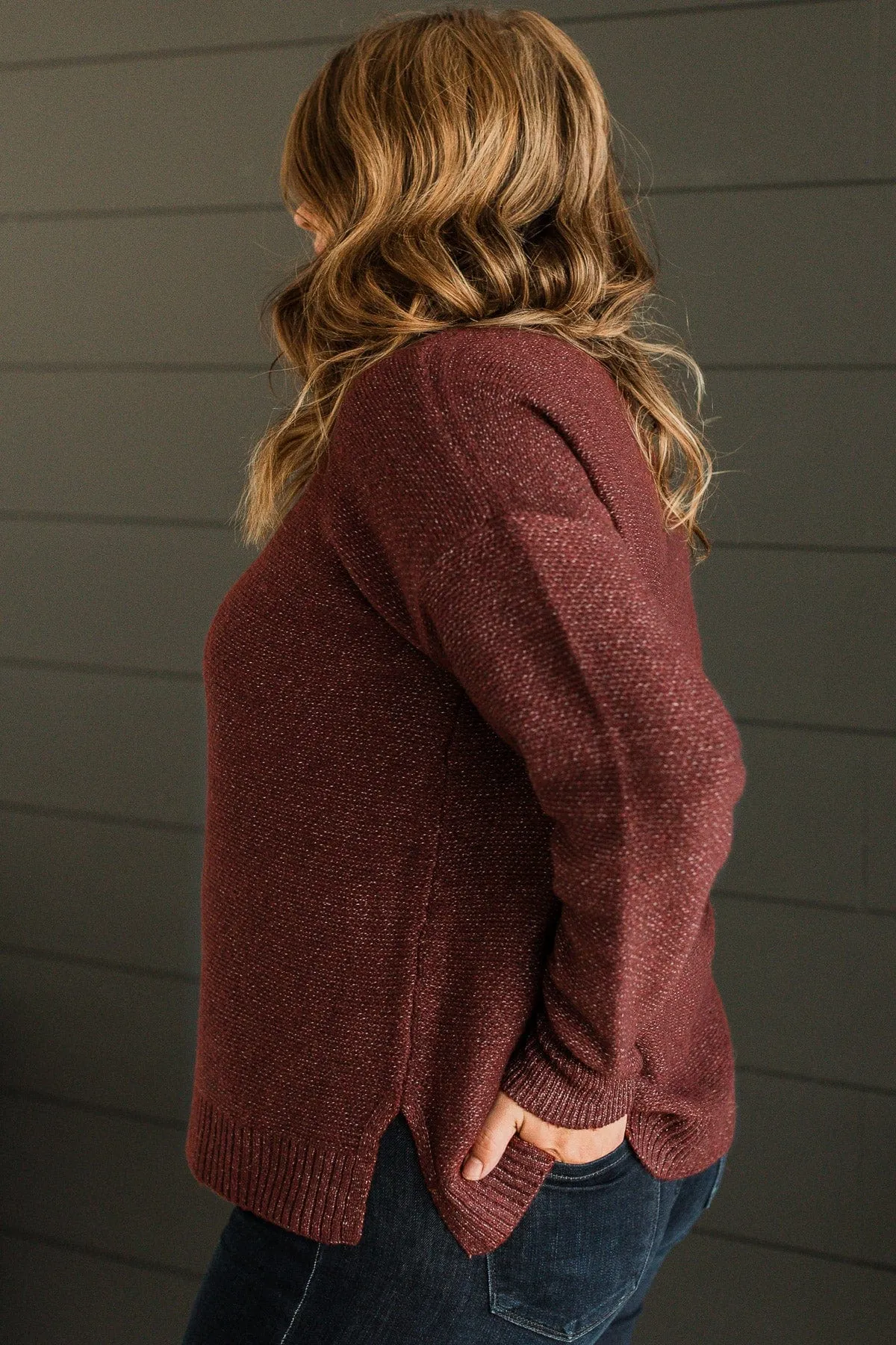 Hello Darling Knit Sweater- Dark Burgundy