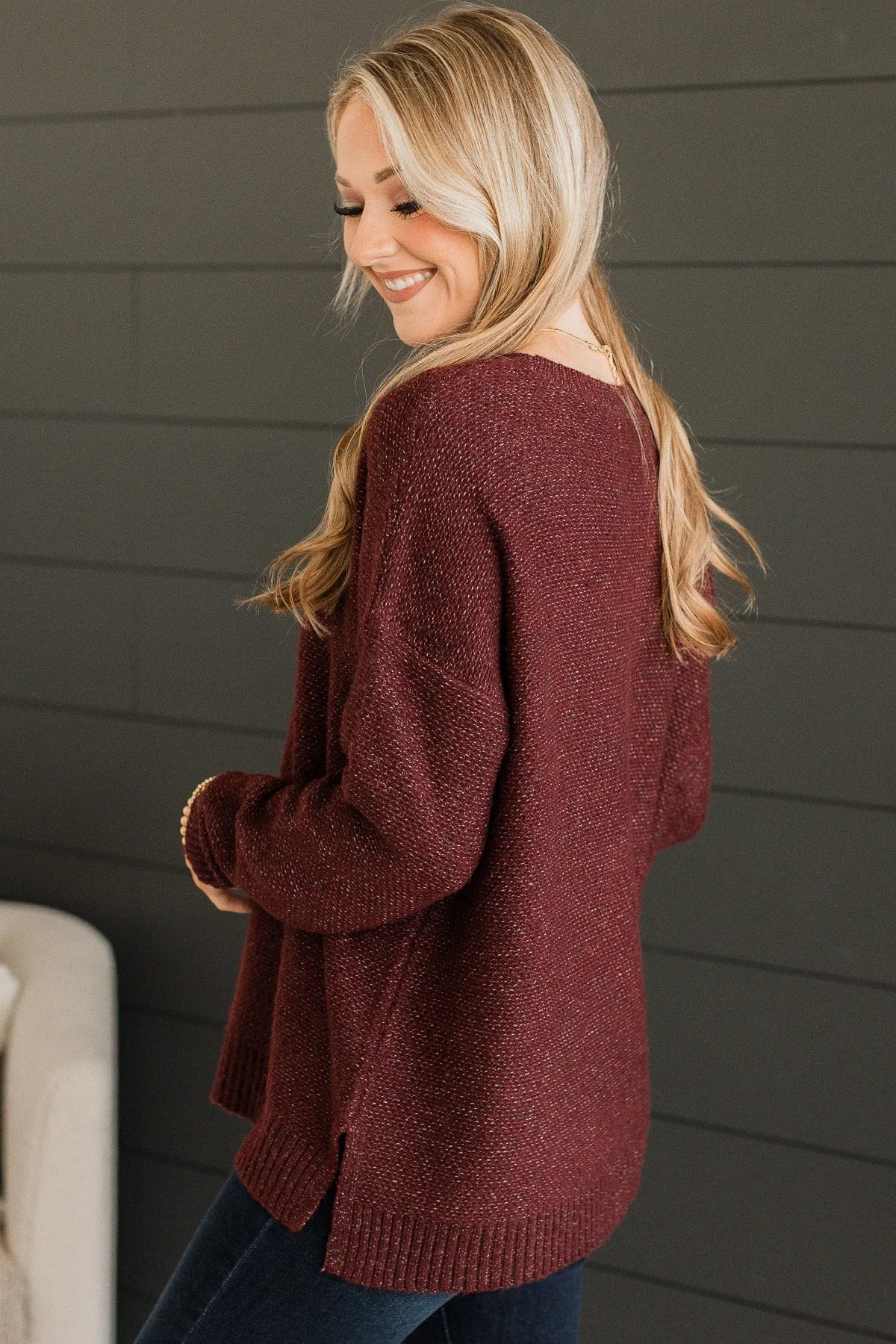 Hello Darling Knit Sweater- Dark Burgundy