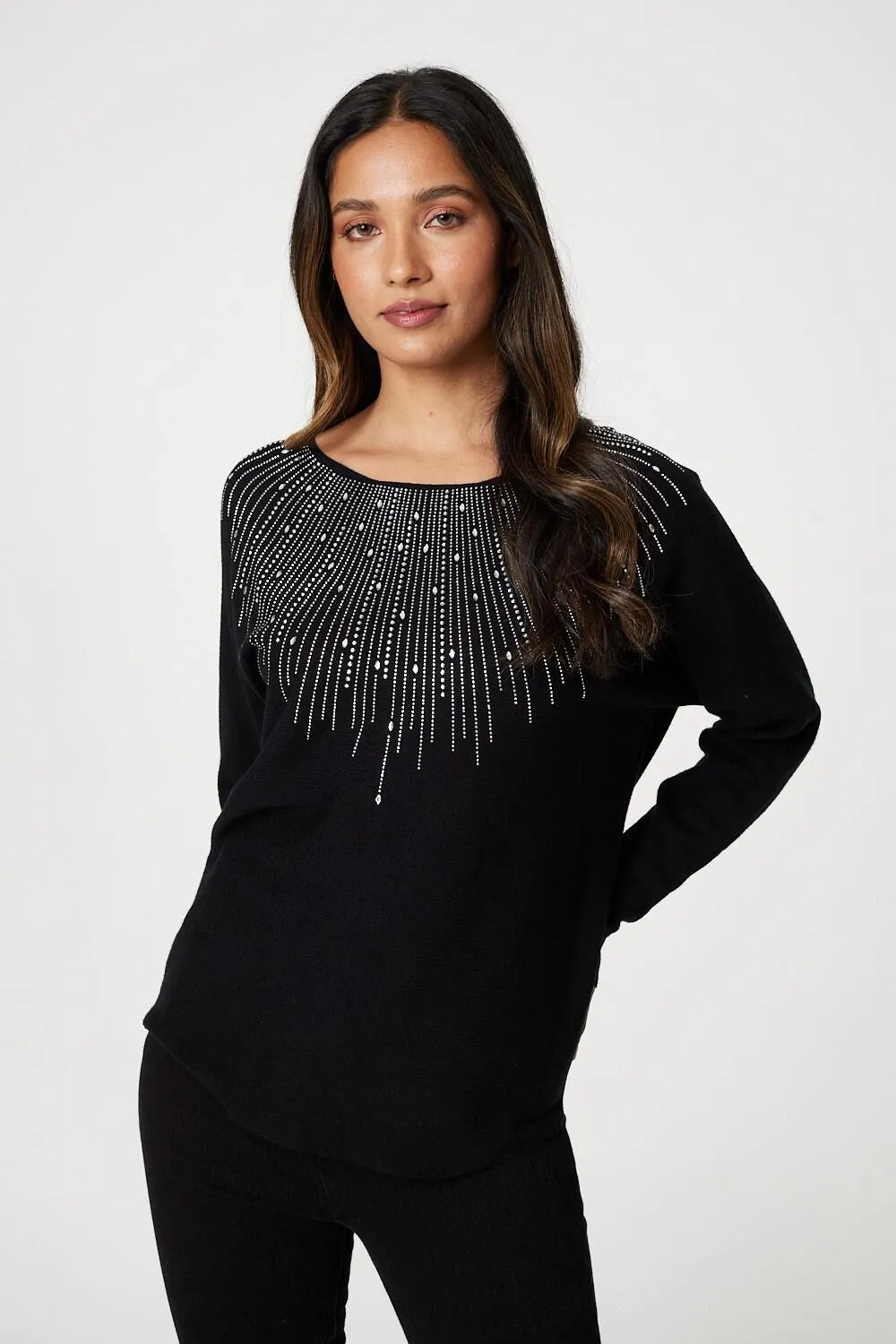 Izabel London - Embellished Front Knit Jumper