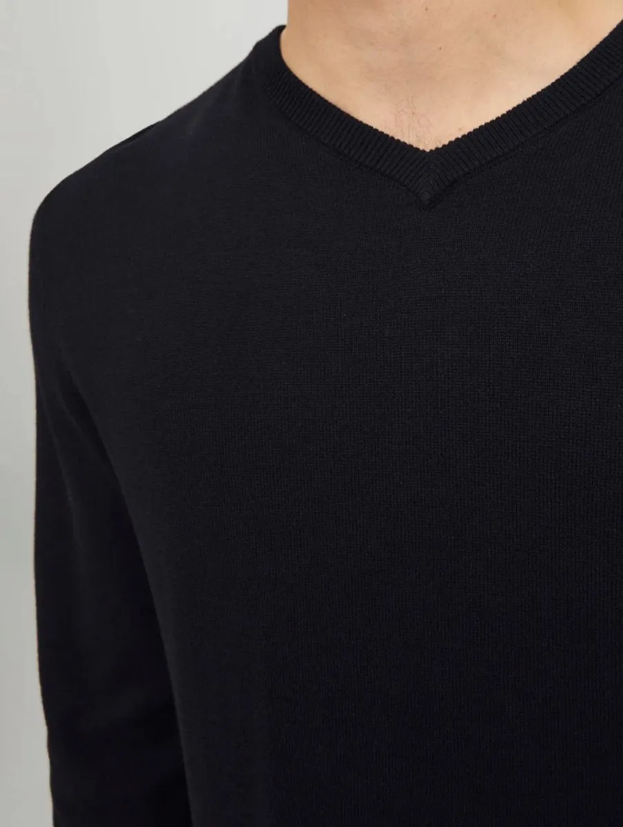 Jack & Jones Basic Knit V-Neck Jumper Black