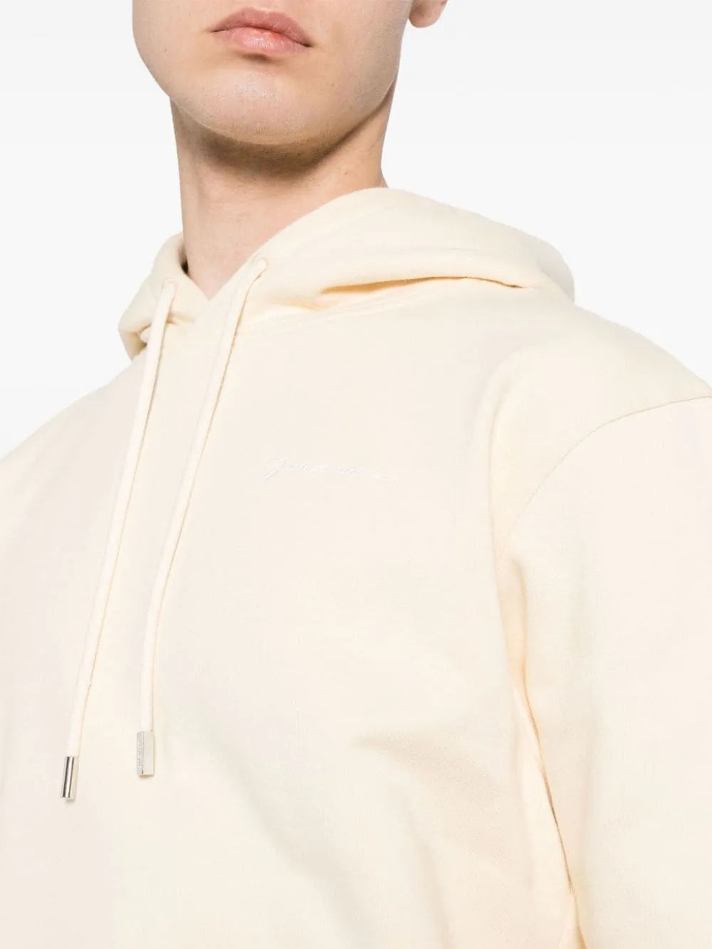 Jacquemus Hoodie beige à logo brodé