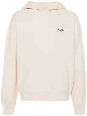 Jacquemus Le Hoodie beige patch logo