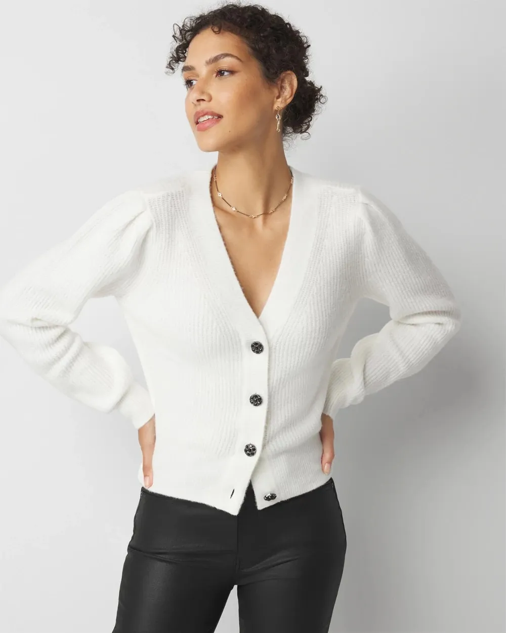 Jewel Button Cardigan Sweater