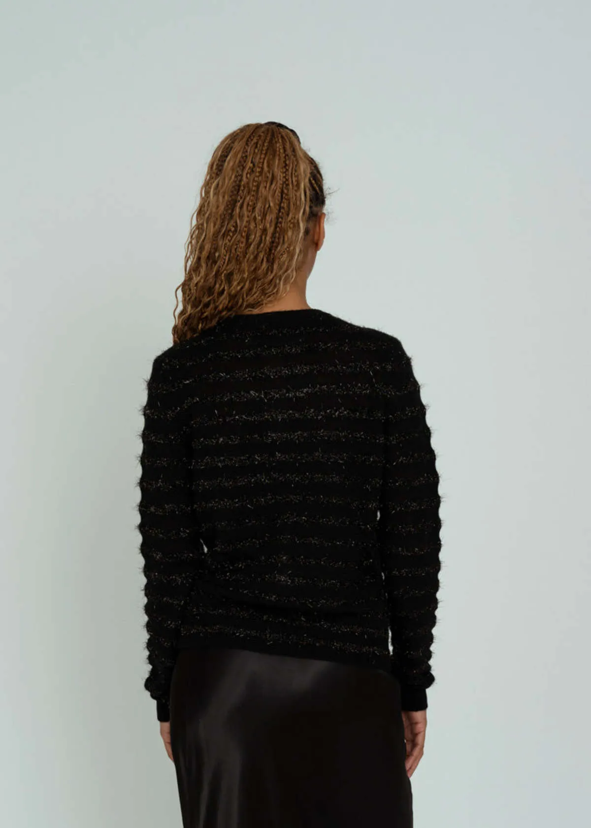 Knit Cardigan Sweater - Black Tinsel