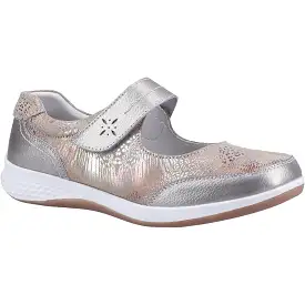 Ladies Fleet & Foster Shoes Strap Over Silver Lightweight Laura