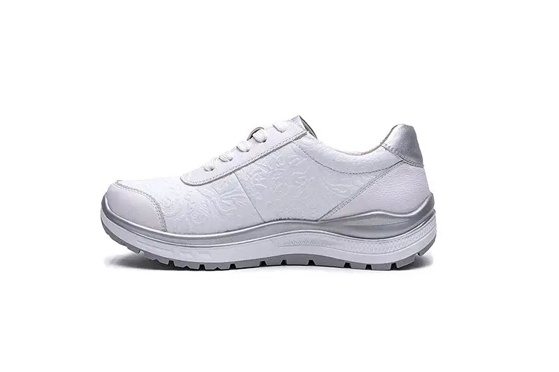 Ladies G-Comfort Lace Shoes Silver/White  R5581WF