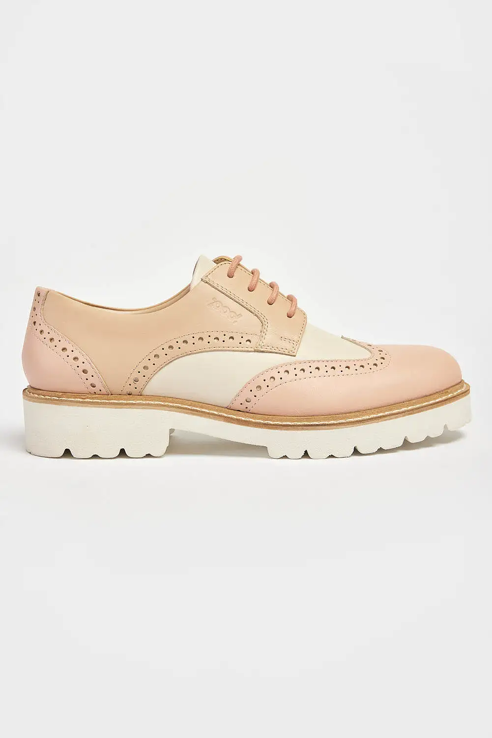 Ladies Lace Up Brogues Pod Leather Ladies Shoes Pink Kortney