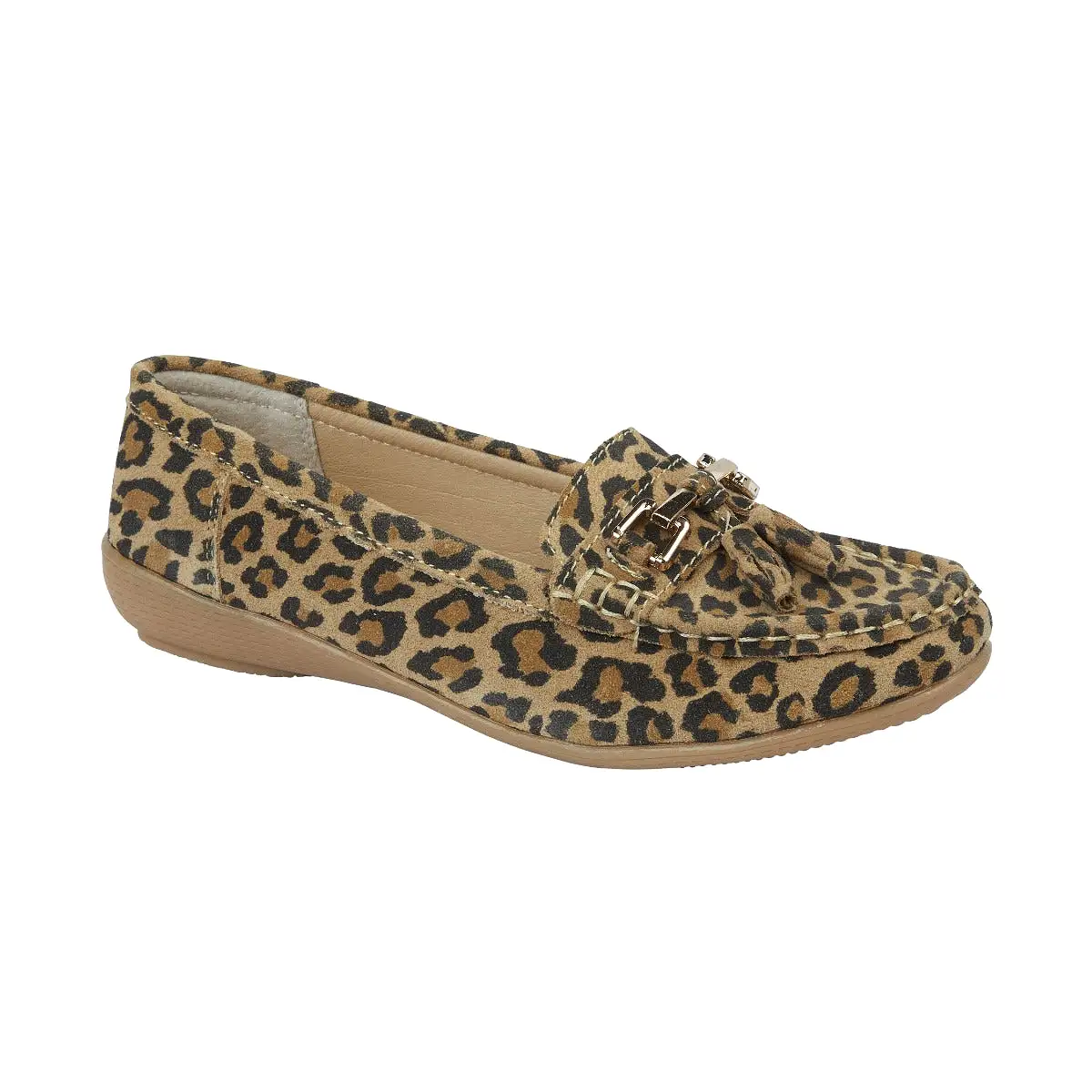 Ladies Leather Slip on  Leopard Print Shoes Nautical Flat Jo & Joe