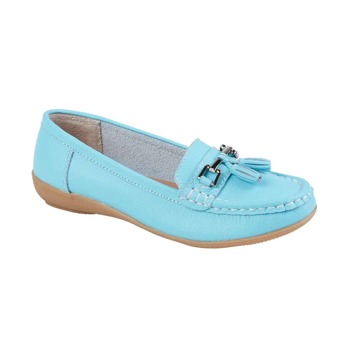 Ladies Leather Slip on Purist Blue Shoes Nautical Flat Jo & Joe