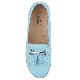 Ladies Leather Slip on Purist Blue Shoes Nautical Flat Jo & Joe