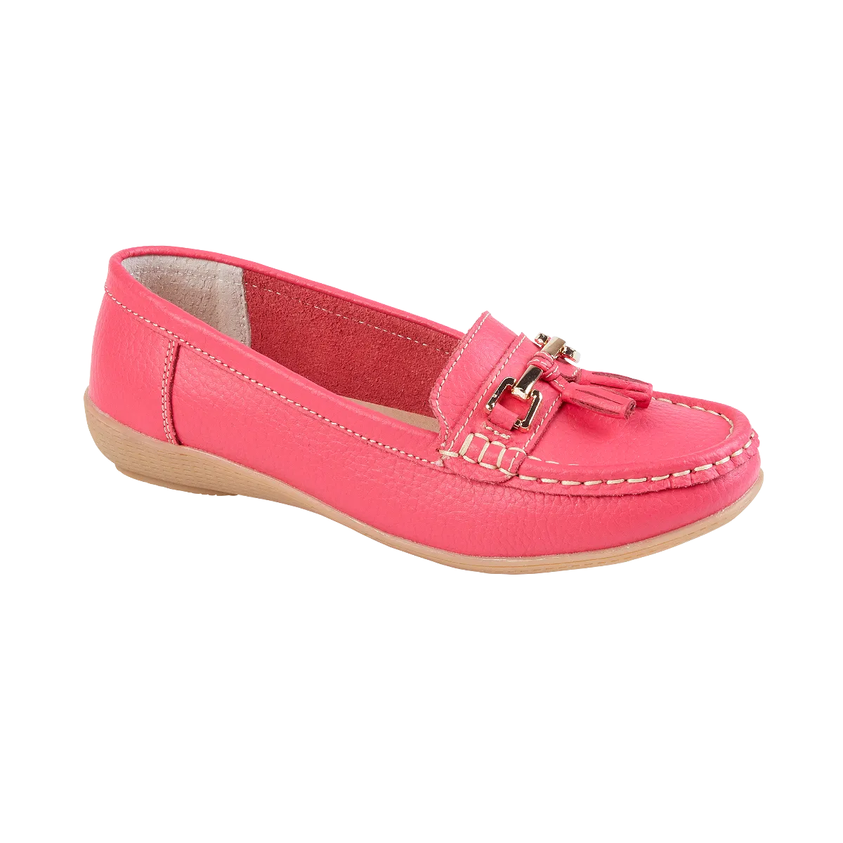 Ladies Leather Slip on Shoes WaterMelon Nautical Flat Jo & Joe