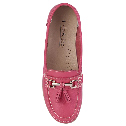 Ladies Leather Slip on Shoes WaterMelon Nautical Flat Jo & Joe