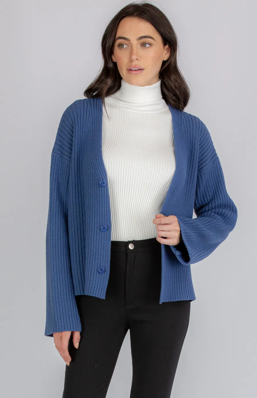 Loose Fit Textured Knit Cardigan (SKN340)