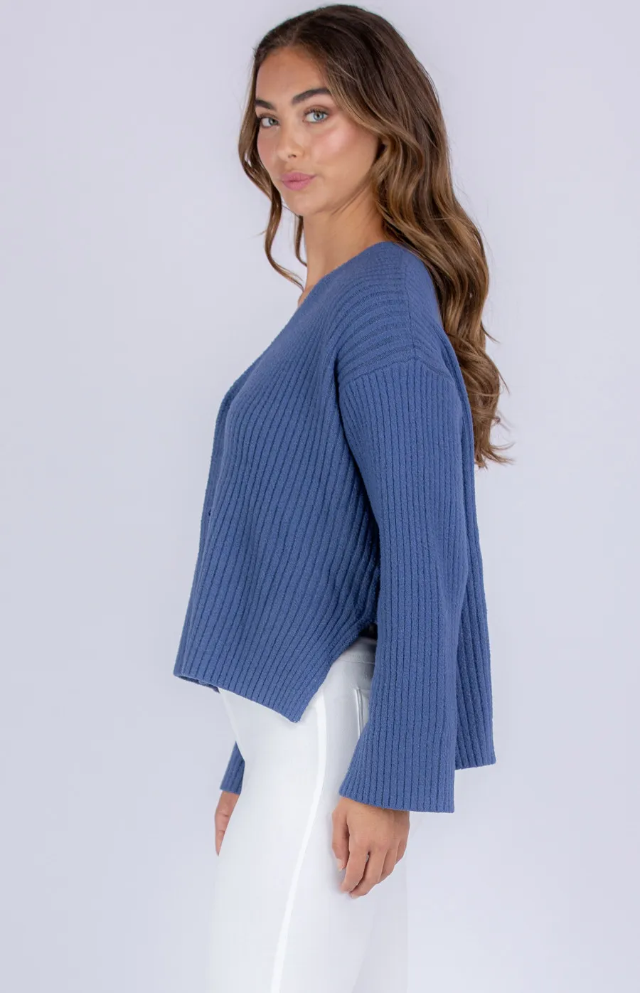 Loose Fit Textured Knit Cardigan (SKN340)