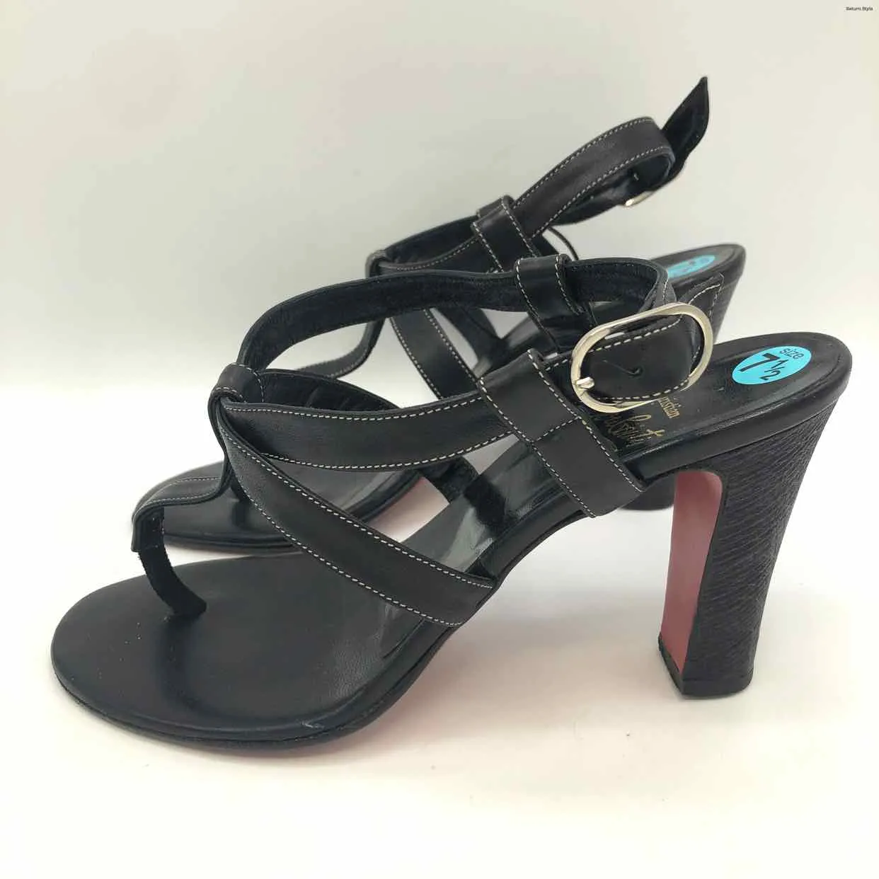 LOUBOUTIN Black Leather Made in Italy Sandal 3.5 Heel Shoes