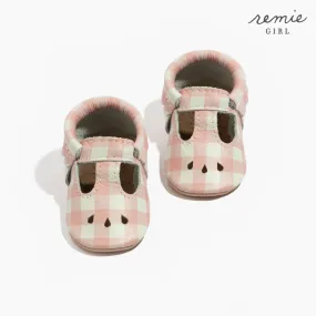 Melon Gingham Mary Jane Baby Shoe