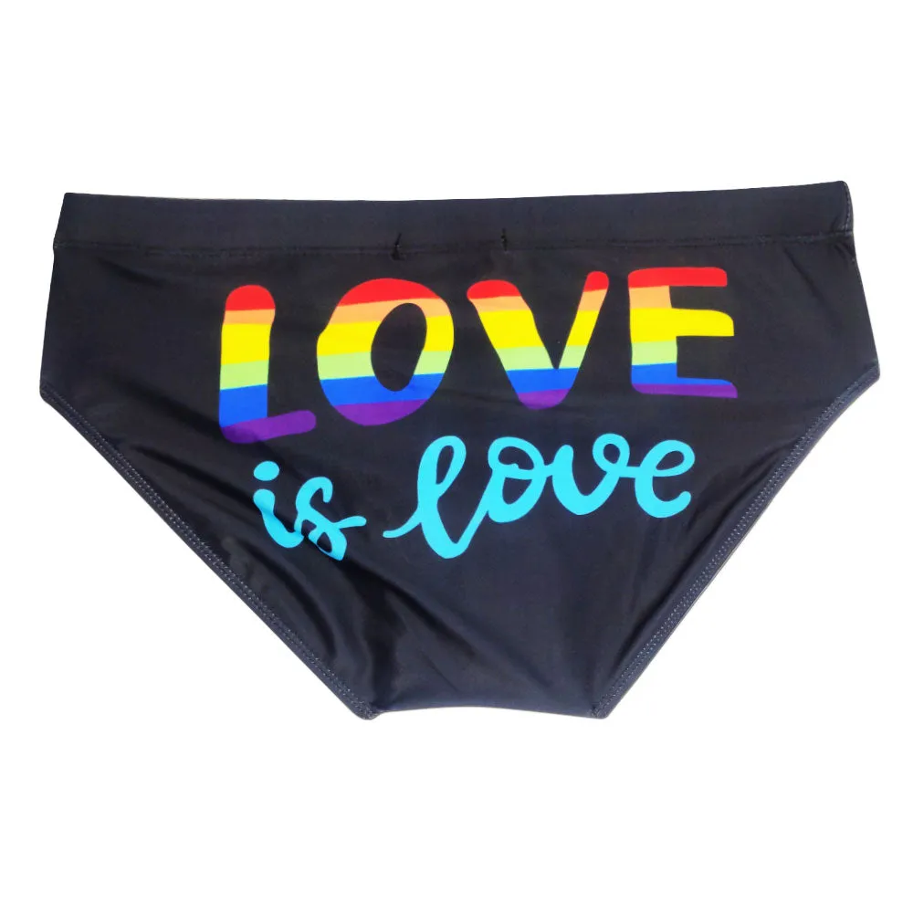 Men's Letter Pattern Low Waist Water Sports Beach Swimwear Briefs