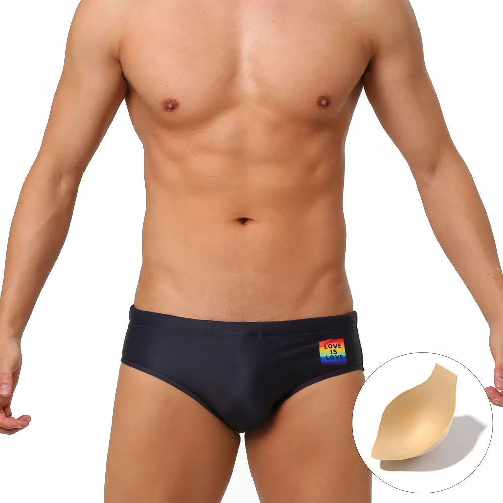 Men's Letter Pattern Low Waist Water Sports Beach Swimwear Briefs