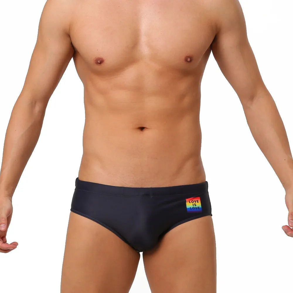 Men's Letter Pattern Low Waist Water Sports Beach Swimwear Briefs