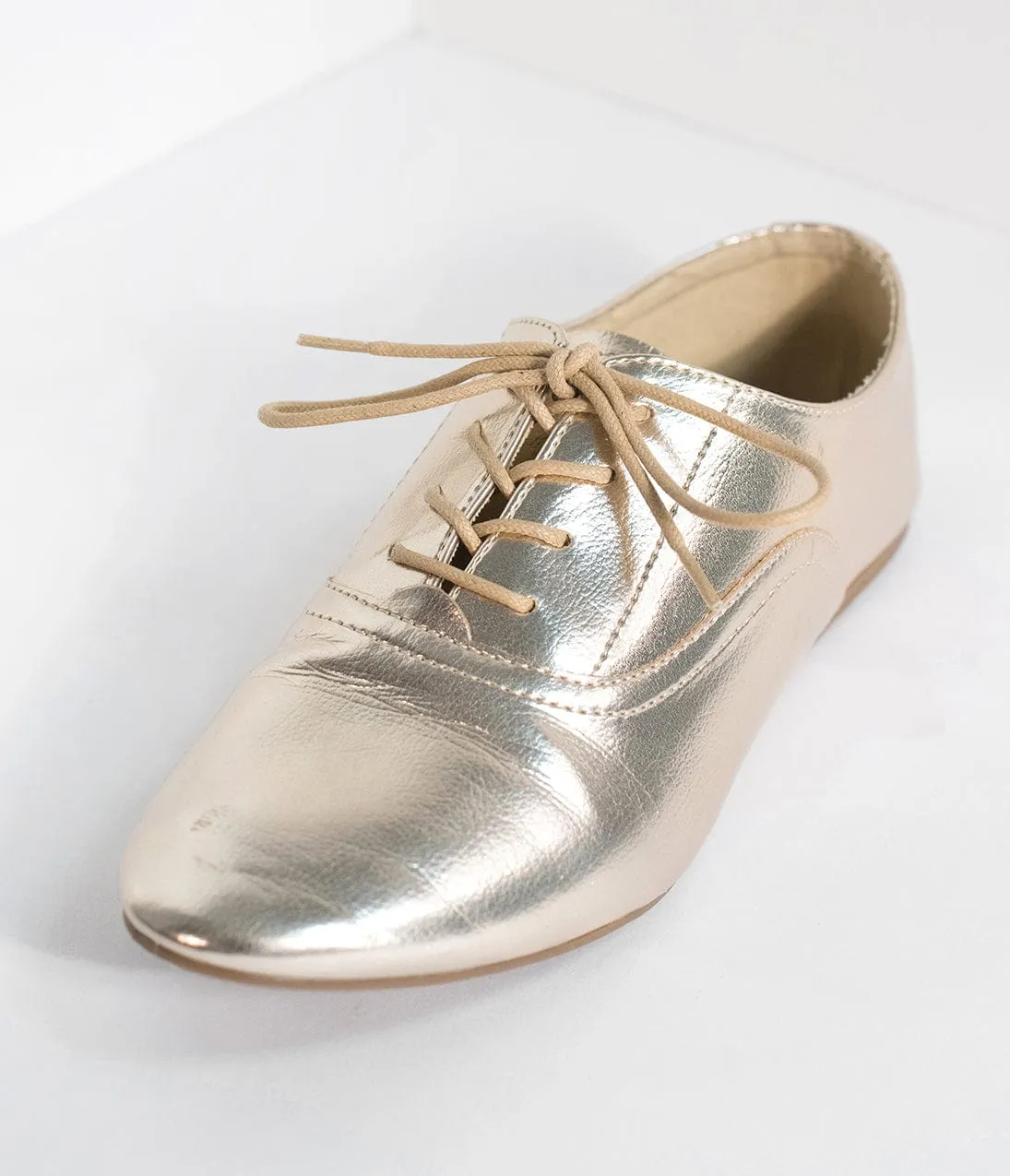 Metallic Gold Classic Lace Up Flats