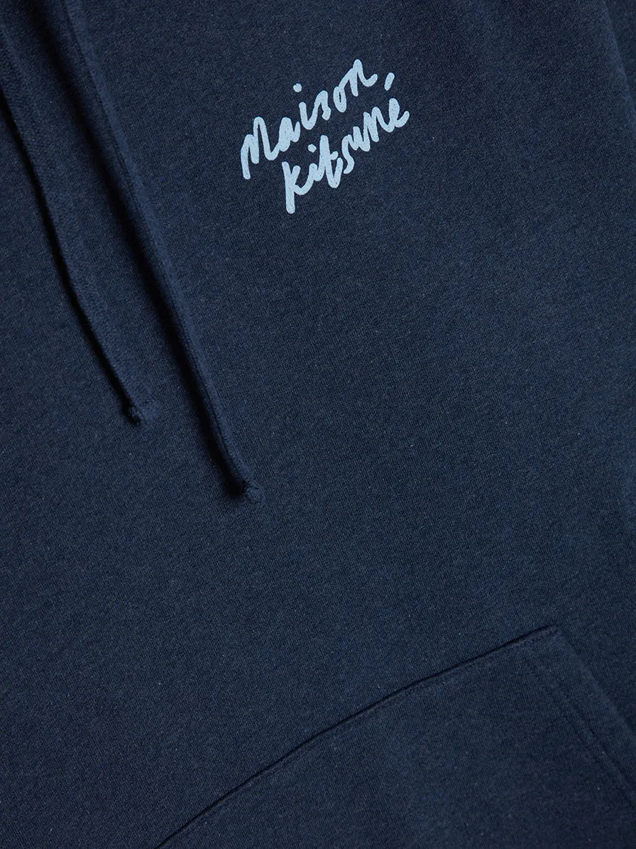 Mini Handwriting Relaxed Hoodie, Navy Melange