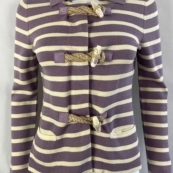 MoschinoPurple and Cream Striped With Rope Cardigan