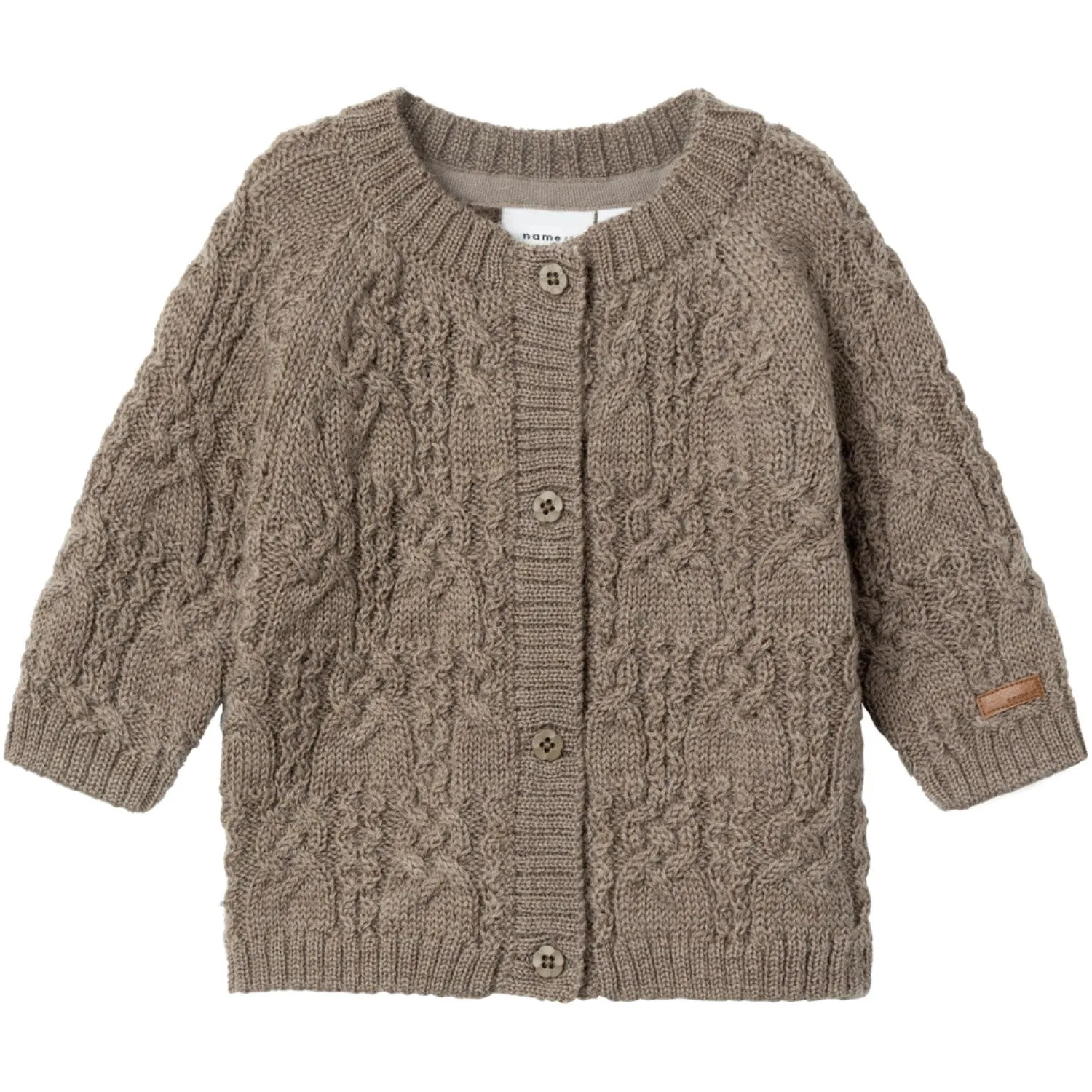 Name It Walnut Wrilla Wool Knit Cardigan