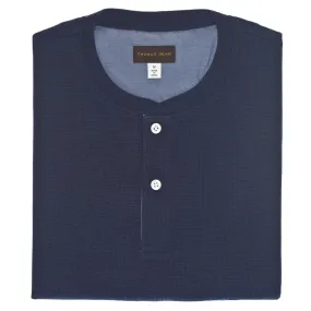 Navy Short Sleeve Waffle Knit Henley