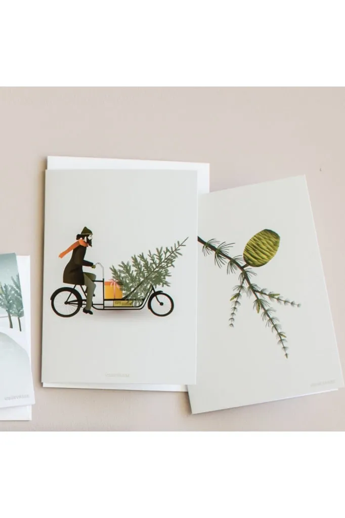 Nordic Rooms - Vissevasse Christmas Card - A6 - Bike With Christmas Tree