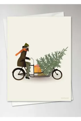 Nordic Rooms - Vissevasse Christmas Card - A6 - Bike With Christmas Tree