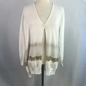 NWTFabianaFillipi Cream Cardigan With Ombré Gold Stripes