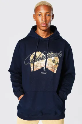 Oversized Skull Worldwide Graphic Hoodie | boohooMAN UK