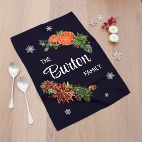 Personalised Christmas Clementine Tea Towel