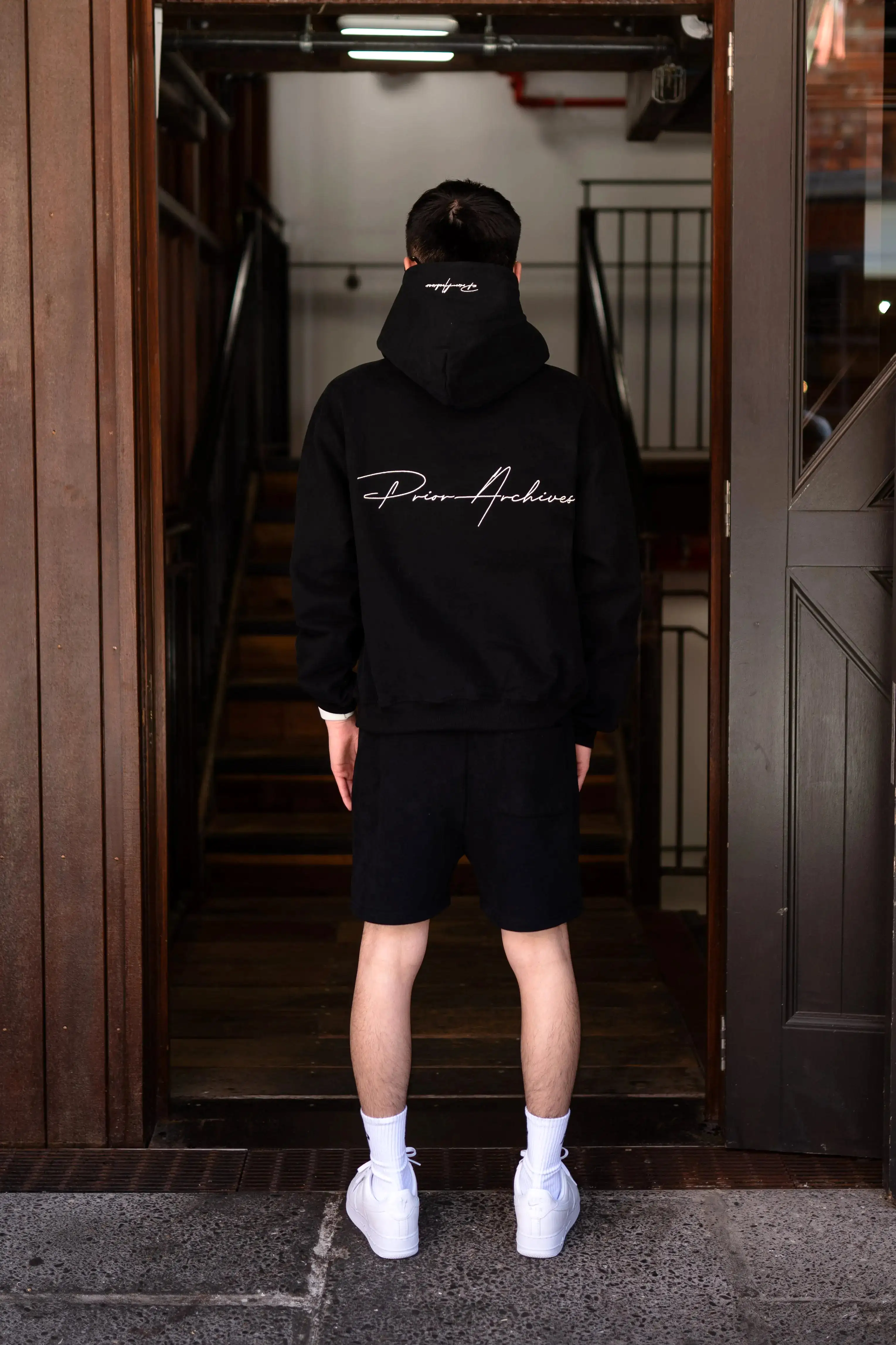 Prior Embroidery Logo Oversized Hoodie Onyx