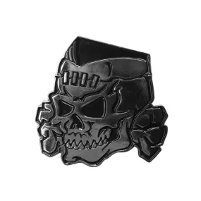 Psycho Stitched Chrome Skull Pin