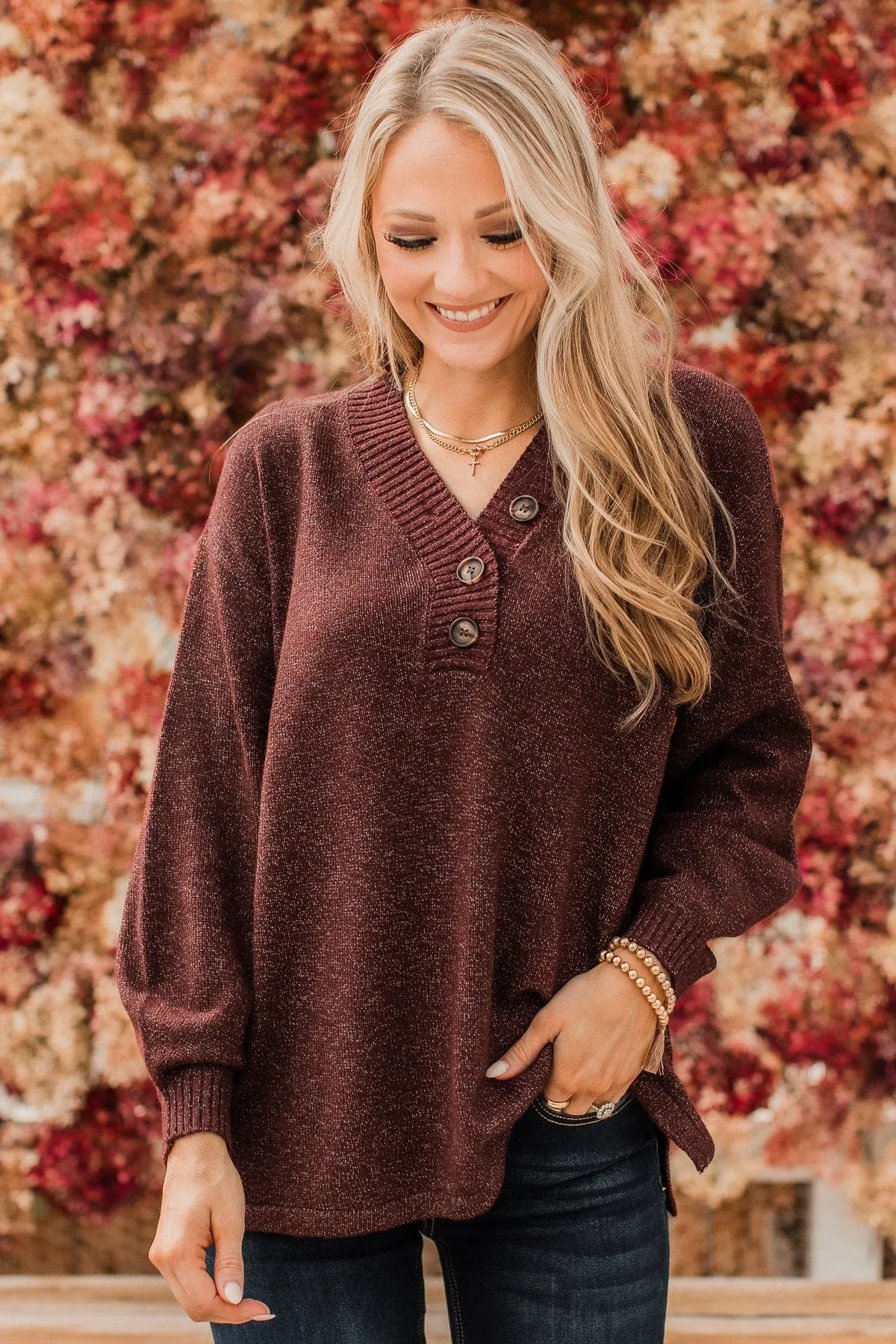 Pure Passion Knit Sweater- Dark Burgundy