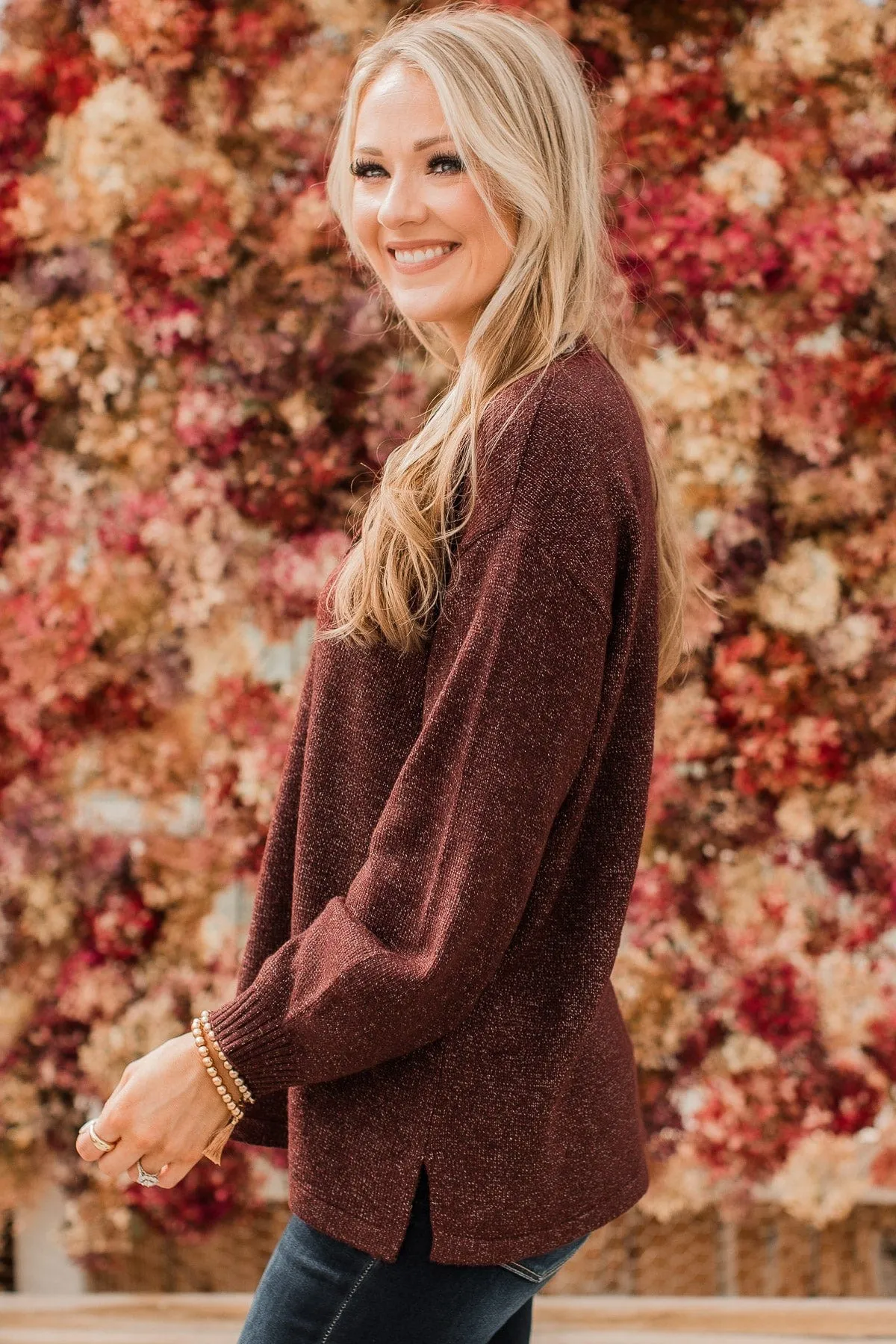 Pure Passion Knit Sweater- Dark Burgundy