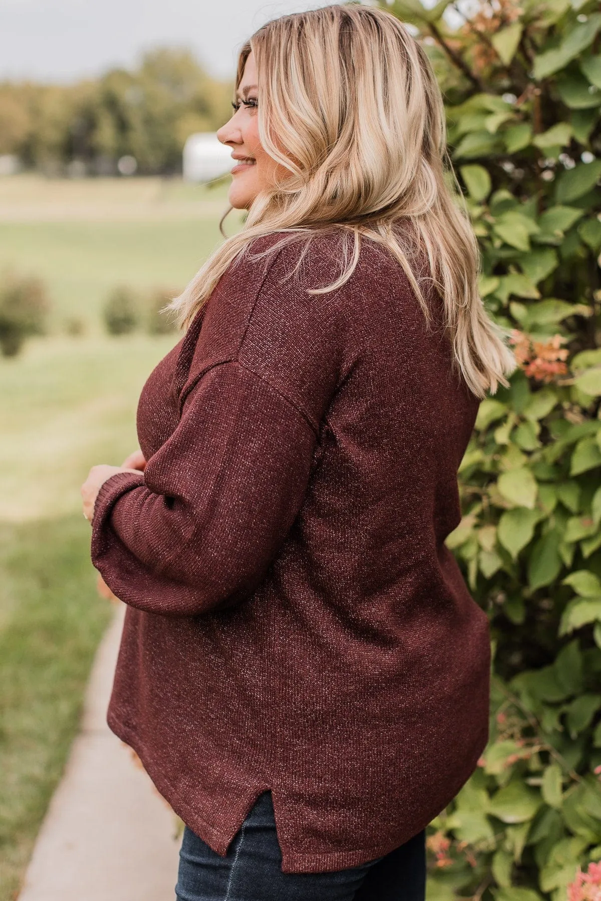 Pure Passion Knit Sweater- Dark Burgundy