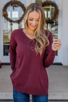 Slice Of Heaven Knit Sweater- Burgundy