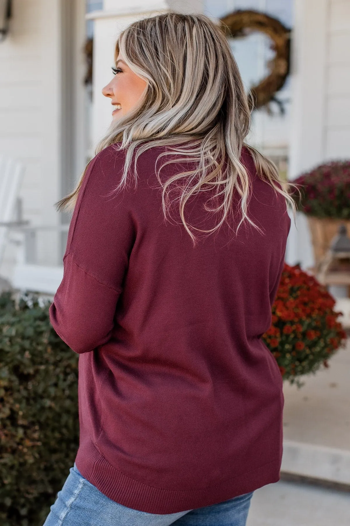 Slice Of Heaven Knit Sweater- Burgundy