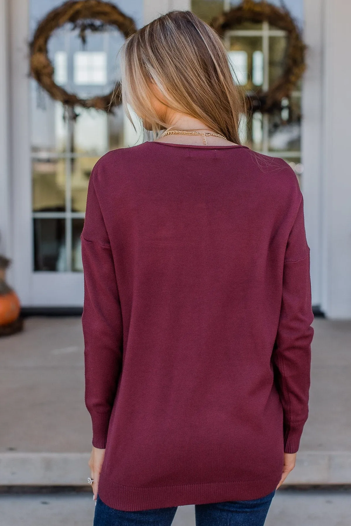 Slice Of Heaven Knit Sweater- Burgundy