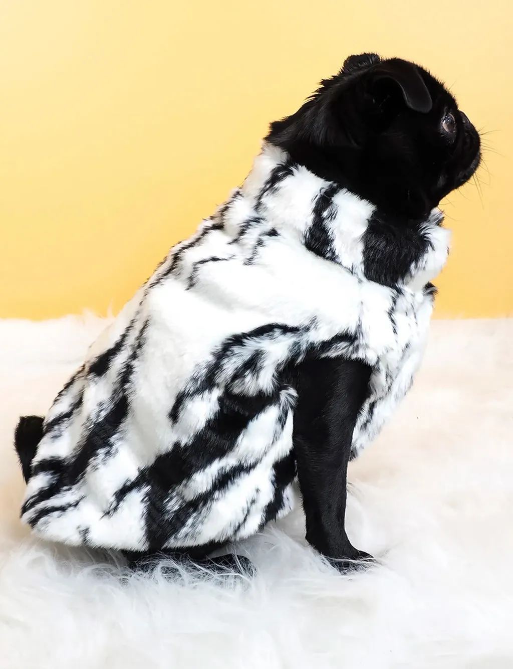 SNOW LEOPARD FAUX FUR DOG JACKET