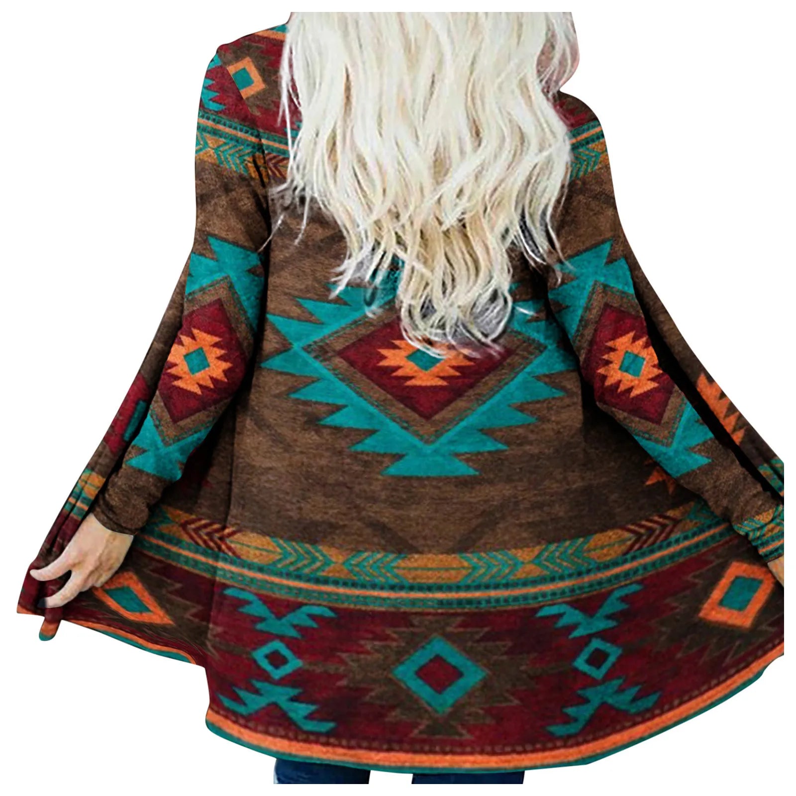 Southwest Woman Cardigan Print Geometric Knitwear Vintage Cardigan thin coat Female Outerwear Top