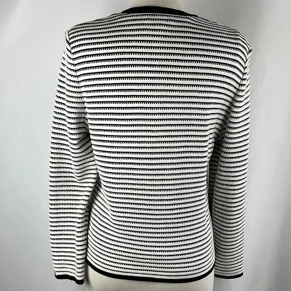 St Johnblack/white stripe cardigan and top