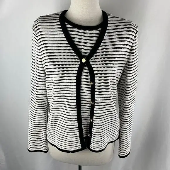 St Johnblack/white stripe cardigan and top