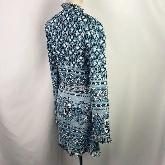 St JohnBlue Print Long Cardigan With Belt