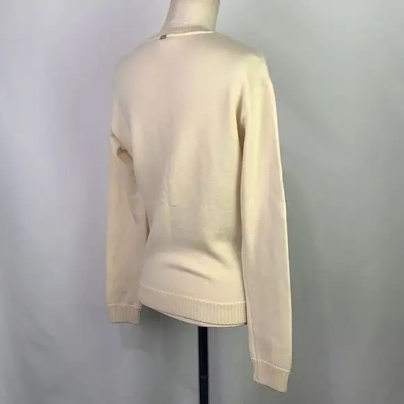 St. JohnCream Sweater with Shimmer Flower Print